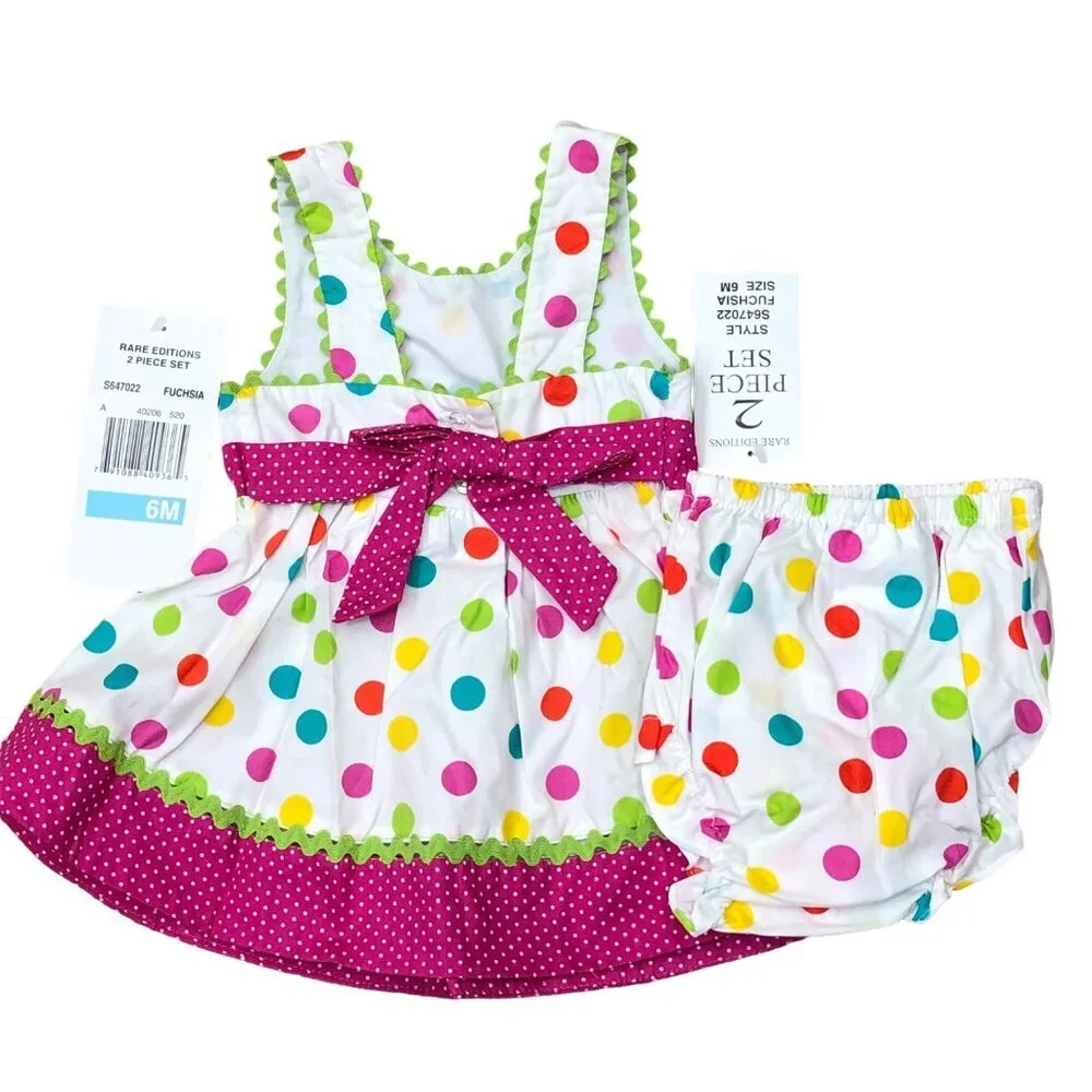 RARE EDITIONS polka‎ dot BABY GIRL 2 PIECE SET OUTFIT 6MOS NWT